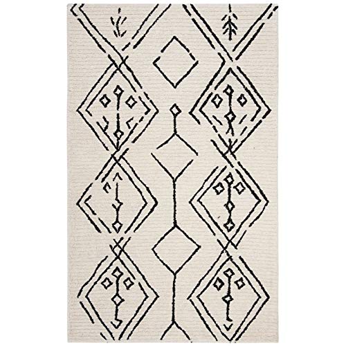 SAFAVIEH Casablanca Shag Collection 8' x 10' Ivory / Black CSB201Z Handmade Moroccan Premium Wool Area Rug