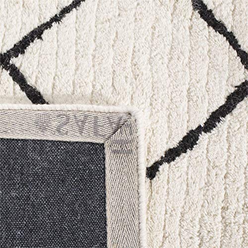 SAFAVIEH Casablanca Shag Collection 8' x 10' Ivory / Black CSB201Z Handmade Moroccan Premium Wool Area Rug