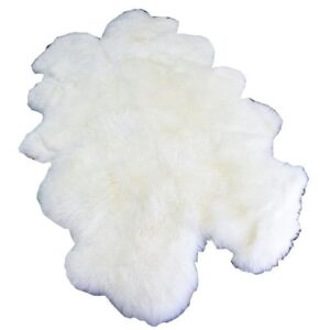 windward natural sheepskin plush area rug bright white color approx 73″x43″ extra soft touch of luxury