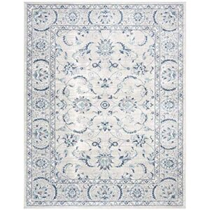 safavieh brentwood collection 9′ x 12′ light grey/blue bnt854g oriental floral scroll non-shedding living room bedroom dining home office area rug