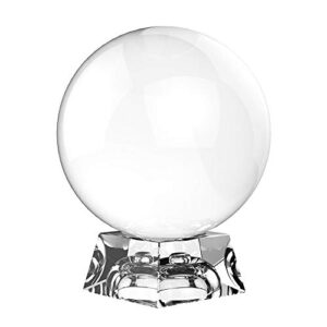 moi doi crystal ball, crystal clear ball, k9 crystal suncatchers ball with stand for photography/meditation/divination or wedding/home/office decoration