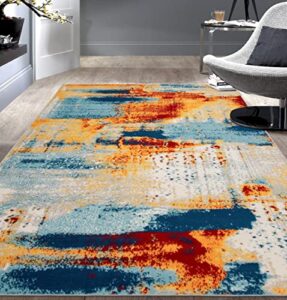 rugshop sky collection novel abstract area rug 5′ x 7′ multi