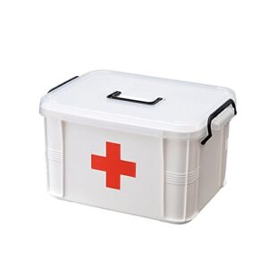 levoberg medicine box storage box organizer 2 layers with compartments family emergency kit storage case 9.25″x6.49″x5.31″