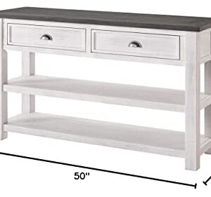 Martin Svensson Home Monterey Solid Wood Sofa Console Table White with Grey Top