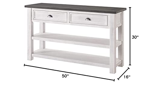 Martin Svensson Home Monterey Solid Wood Sofa Console Table White with Grey Top