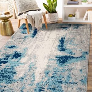 rugshop sky collection whimsical abstract area rug 5′ x 7′ blue