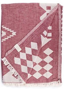 bersuse 100% cotton bahamas xl throw blanket turkish towel – 75×90 inches, burgundy