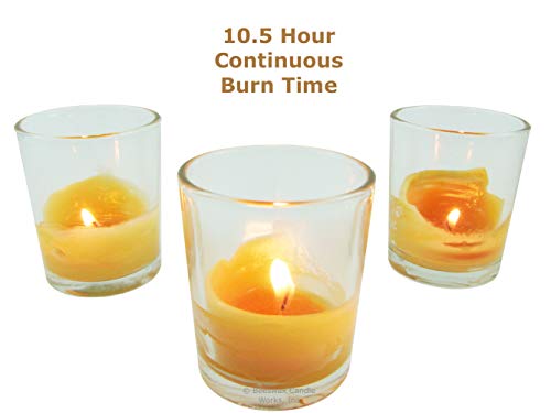 Beeswax Candle Works, 10-Hour Votives (Pack of 12) 100% USA Beeswax