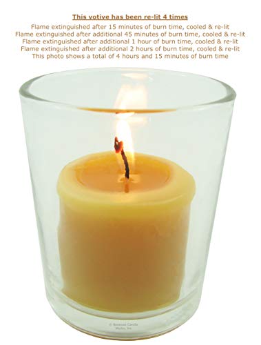 Beeswax Candle Works, 10-Hour Votives (Pack of 12) 100% USA Beeswax