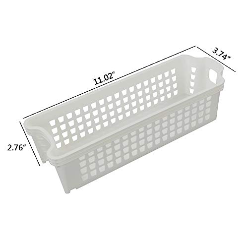 Ramddy Slim Stacking Basket, Plastic Storage Baskets Bin, 6 Packs, R