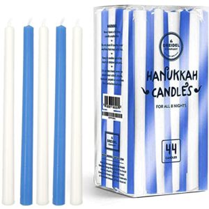 menorah candles chanukah candles 44 tall colorful hanukkah candles for all 8 nights of chanukah (tall white & blue candles, single)