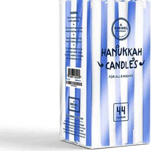 Menorah Candles Chanukah Candles 44 Tall Colorful Hanukkah Candles for All 8 Nights of Chanukah (Tall White & Blue Candles, Single)