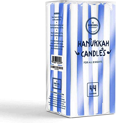 Menorah Candles Chanukah Candles 44 Tall Colorful Hanukkah Candles for All 8 Nights of Chanukah (Tall White & Blue Candles, Single)
