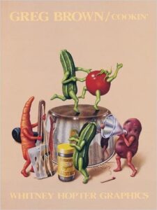 cookin’ by greg brown – poster art print – (24 x 18 inches) fun kitchen vegetables