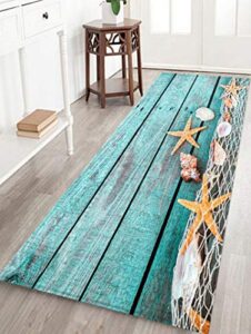 2′ x 6′ flannel starfish seashell wood bathroom carpets rugs bath mat bath rugs anti-slip kitchen mats bathroom mat bathroom carpets (red starfish)