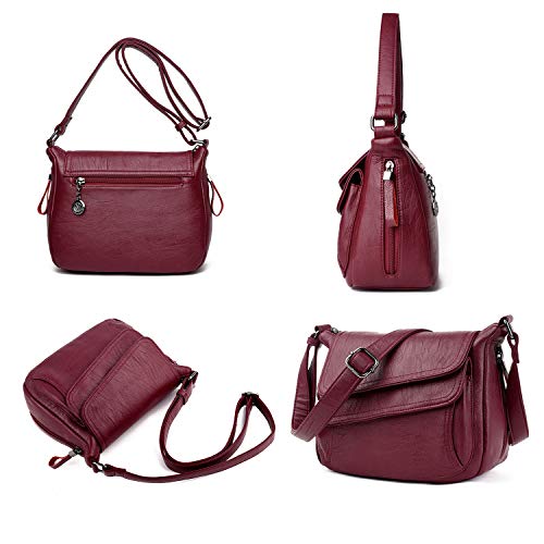 SYYHOME Crossbody Purses for Women PU Leather Hobo Shoulder Bags Travel Purses and Handbags Medium Pocketbooks (Purple)