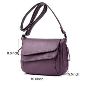 SYYHOME Crossbody Purses for Women PU Leather Hobo Shoulder Bags Travel Purses and Handbags Medium Pocketbooks (Purple)