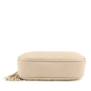 Simple Shoulder Crossbody Bag With Metal Chain Strap And Tassel Top Zipper (Beige)