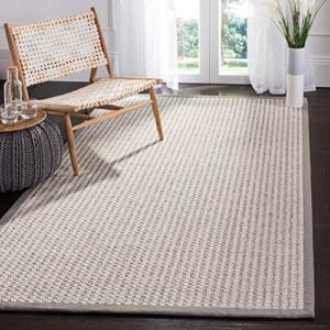 safavieh palm beach collection 8′ x 10′ silver / ivory pab615g hand-knotted sisal & wool area rug