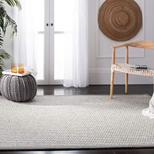 SAFAVIEH Palm Beach Collection 8' x 10' Silver / Ivory PAB615G Hand-Knotted Sisal & Wool Area Rug