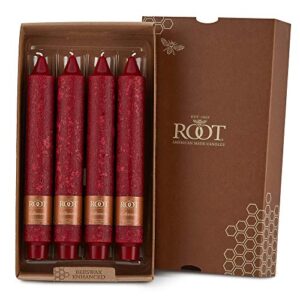 root candles 51978 unscented timberline collenette 9-inch dinner candles, 4-count, garnet