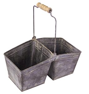 rustic galvanized double berry basket with handle