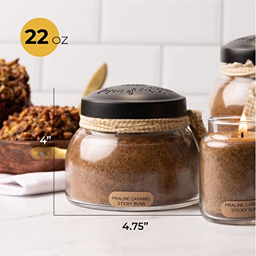 A Cheerful Giver - Praline Caramel Sticky Buns Mama Scented Glass Jar Candle (22oz) with Lid & True to Life Fragrance Made in USA