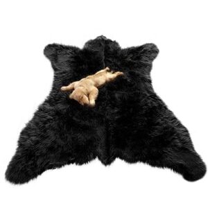 fur accents faux bear skin rug faux fur (5’x8′, black bear)