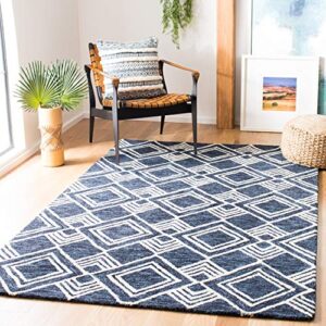 safavieh micro-loop collection 5′ x 8′ navy/ivory mlp154n handmade moroccan tribal premium wool area rug