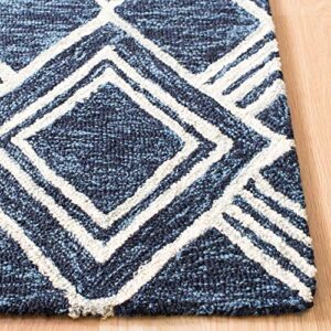 SAFAVIEH Micro-Loop Collection 5' x 8' Navy/Ivory MLP154N Handmade Moroccan Tribal Premium Wool Area Rug