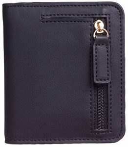 gostwo womens rfid blocking small compact bifold leather pocket wallet ladies mini purse with id window(black)