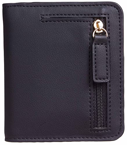 Gostwo Womens Rfid Blocking Small Compact Bifold Leather Pocket Wallet Ladies Mini Purse with ID Window(Black)