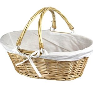 Vintiquewise(TM) QI003055.WF Oval Willow Basket with Double Drop Down Handles