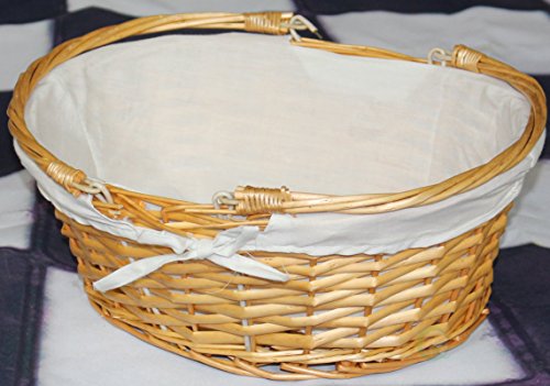 Vintiquewise(TM) QI003055.WF Oval Willow Basket with Double Drop Down Handles