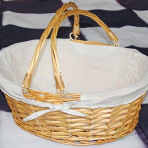 Vintiquewise(TM) QI003055.WF Oval Willow Basket with Double Drop Down Handles