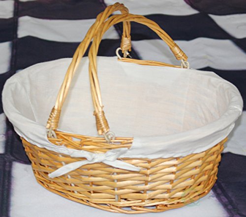 Vintiquewise(TM) QI003055.WF Oval Willow Basket with Double Drop Down Handles