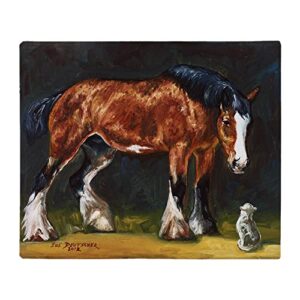 cafepress clydesdale horse and cat throw blanket super soft fleece plush throw blanket, 60″x50″