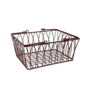 spectrum diversified twist storage handles, modern farmhouse décor farmer’s market-style wire basket for organizing bathroom, pantry & craft room, medium, bronze