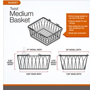 Spectrum Diversified Twist Storage Handles, Modern Farmhouse Décor Farmer’s Market-Style Wire Basket for Organizing Bathroom, Pantry & Craft Room, Medium, Bronze