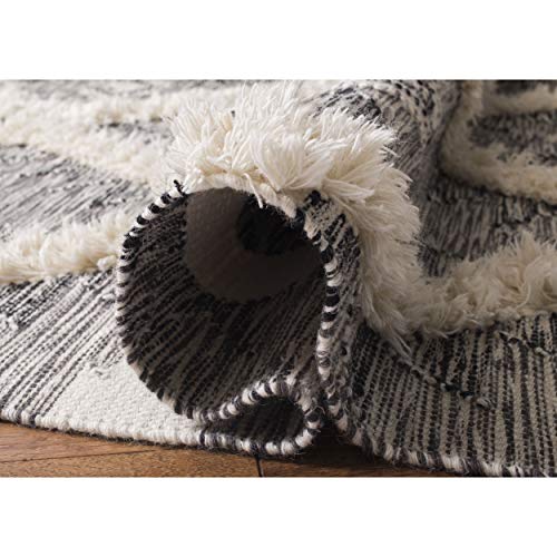 SAFAVIEH Kenya Collection 9' x 12' Black/Ivory KNY455Z Handmade Moroccan Boho Tribal Wool Area Rug