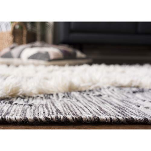 SAFAVIEH Kenya Collection 9' x 12' Black/Ivory KNY455Z Handmade Moroccan Boho Tribal Wool Area Rug