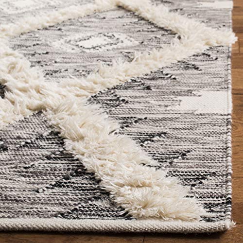 SAFAVIEH Kenya Collection 9' x 12' Black/Ivory KNY455Z Handmade Moroccan Boho Tribal Wool Area Rug