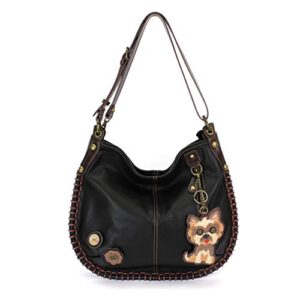 chala charming hobo crossbody purse “yorkshire terrier” – dark brown
