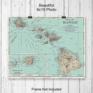 Hawaiian Wall Decor - Hawaiian Wall Art - Hawaii Wall Art Print - 8x10 Hawaii Poster - Hawaii Wall Decor - Tropical Wall Decor - Hawaiian Islands Vintage Map