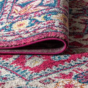 JONATHAN Y Bohemian Flair Boho Medallion Area-Rug, Vintage Bedroom, Kitchen, Living Room, 5 X 8, Pink/Cream, BMF102B-5