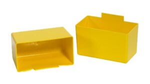 aviditi (48 pack) binc313y yellow plastic bin cups, 3-1/4 x 1-3/4 x 3 inches, for sorting small parts in plastic shelf bins