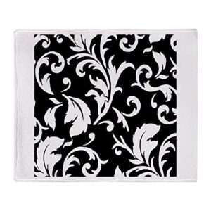 cafepress black and white damask throw blanket super soft fleece plush throw blanket, 60″x50″
