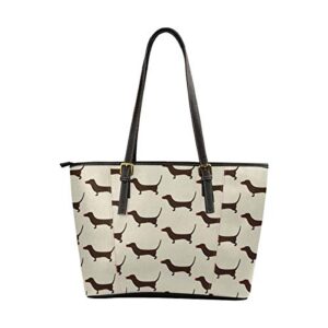 interestprint tote with shoulder length handles purses cute brown little dog wearing red nose