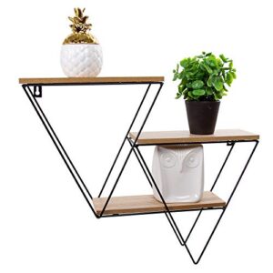 truu design decorative wall accent wooden floating shelf, 16 x 17.5 inches, black – triangle