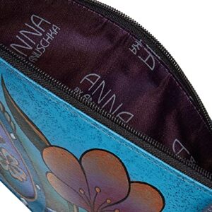 Anna by Anuschka Women's Hand Painted Genuine Leather Organizer Wallet - Denim Paisley Floral